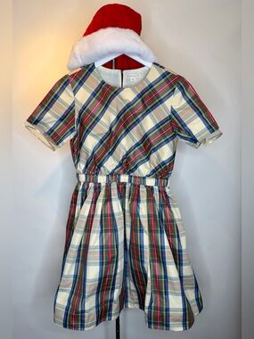 Crewcuts Girls Plaid Holiday Dress Gold Trim